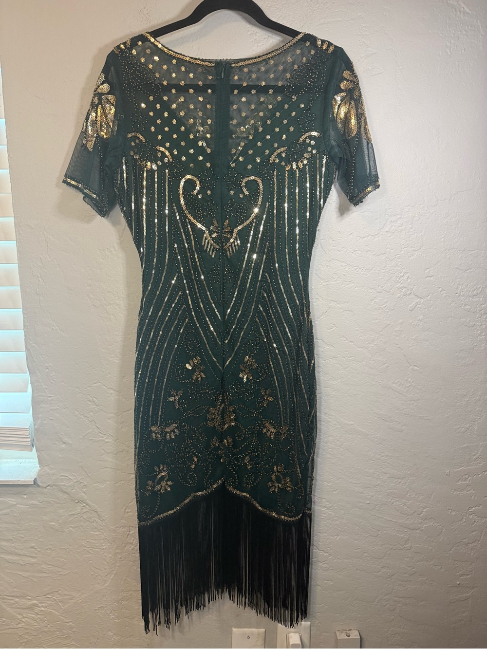 Babeyond Flapper Gatsby Fringe Sequin 1920s Dress Green - Picture 8 of 12